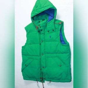 Polo Ralph Lauren Green Sm Pony Puffer Vest Hood